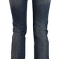 Blue Washed Boot Cut Casual Denim Pants Jeans