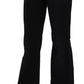 Black Washed High Waist Flared Denim Casual Pants Jeans