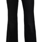 Black Washed High Waist Flared Denim Casual Pants Jeans