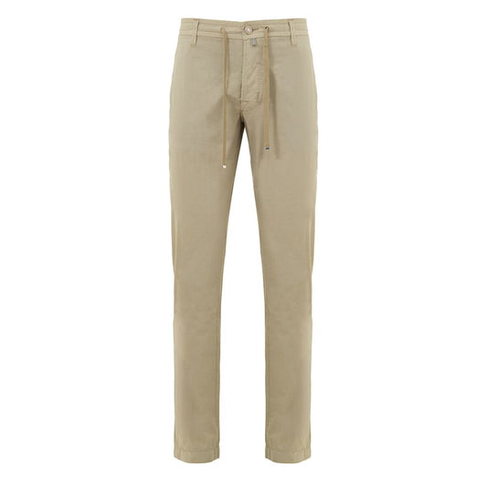 Beige Cotton Casual Pant