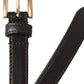 Black Leather Long Skinny Gold Metal Buckle Belt