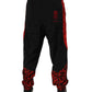 Black Red Leopard Print Nylon Jogger Pants
