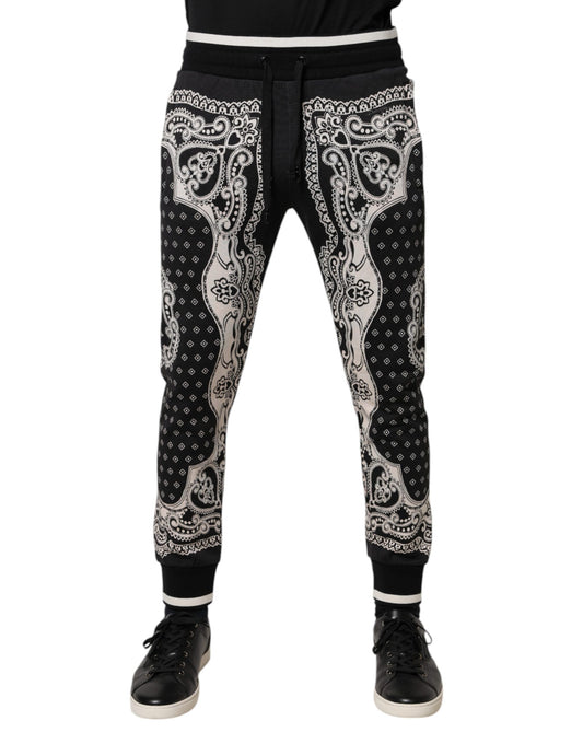 Black Cotton Bandana Jogger Sweatpants Pants
