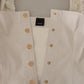 White Square Neck Button Down Crop Blouse