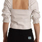 White Square Neck Button Down Crop Blouse