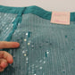 Cadet Blue Sequined Low Waist Cropped Trouser Pants