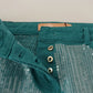 Cadet Blue Sequined Low Waist Cropped Trouser Pants