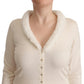 White Viscose Long Sleeves Fur Shearling Blouse
