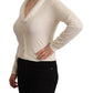 White Viscose Long Sleeves Fur Shearling Blouse