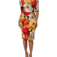 Multicolor Floral Print Viscose Sheath Dress