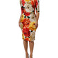 Multicolor Floral Print Viscose Sheath Dress