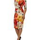 Multicolor Floral Print Viscose Sheath Dress