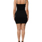 Black Faux Pearl Cotton Sheath Mini Dress