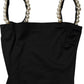 Black Faux Pearl Cotton Sheath Mini Dress
