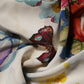 White Floral Print Silk Sheath LongGown Dress