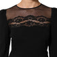 Black Floral Lace Trim Sheath A-line Dress