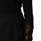 Black Floral Lace Trim Sheath A-line Dress