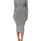 Gray Nylon Bodycon Sheath Long Sleeves Dress