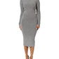 Gray Nylon Bodycon Sheath Long Sleeves Dress