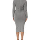 Gray Nylon Bodycon Sheath Long Sleeves Dress