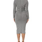 Gray Nylon Bodycon Sheath Long Sleeves Dress