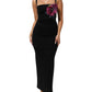 Black Flower Applqies Bodycon Sheath Dress