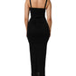 Black Flower Applqies Bodycon Sheath Dress