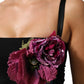 Black Flower Applqies Bodycon Sheath Dress