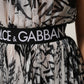 Black White Monogram Pleated Long Gown Dress