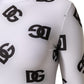 Black White Logo Monogram Long Sleeves Jumpsuit Dress