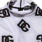 Black White Logo Monogram Long Sleeves Jumpsuit Dress