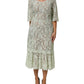 Mint Green Floral Lace Trim Midi Dress