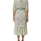 Mint Green Floral Lace Trim Midi Dress