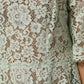 Mint Green Floral Lace Trim Midi Dress