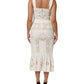 White Floral Lace Sleeveless Midi Dress