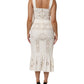 White Floral Lace Sleeveless Midi Dress