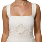 White Floral Lace Sleeveless Midi Dress