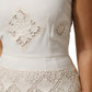 White Floral Lace Sleeveless Midi Dress