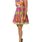 Pink Fruit Print A-line Mini Sleeveless Dress