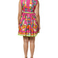 Pink Fruit Print A-line Mini Sleeveless Dress