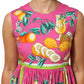Pink Fruit Print A-line Mini Sleeveless Dress