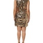 Gold Sequined Nylon A-line Sheath Mini Dress