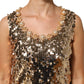 Gold Sequined Nylon A-line Sheath Mini Dress