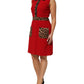Red Leopard Viscose Sheath A-line Dress