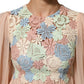 Pink Floral Embroidery Pleated A-line Dress