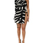 Black White One Shoulder High Slit Mini Dress