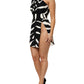 Black White One Shoulder High Slit Mini Dress