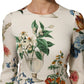 White Flower Vase Silk Sheath Midi Dress