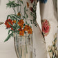 White Flower Vase Silk Sheath Midi Dress