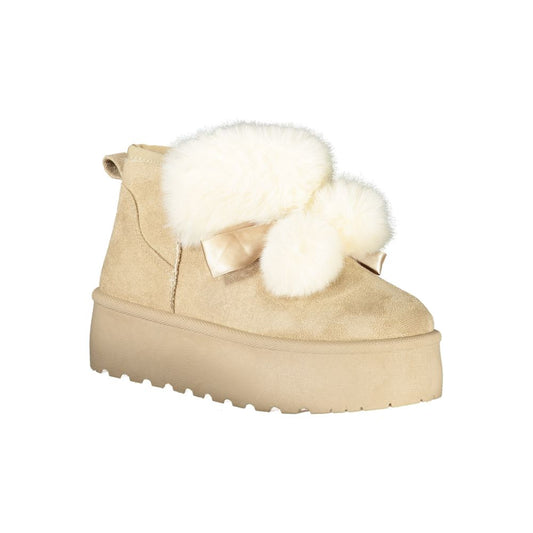 Beige Polyester Women Boot